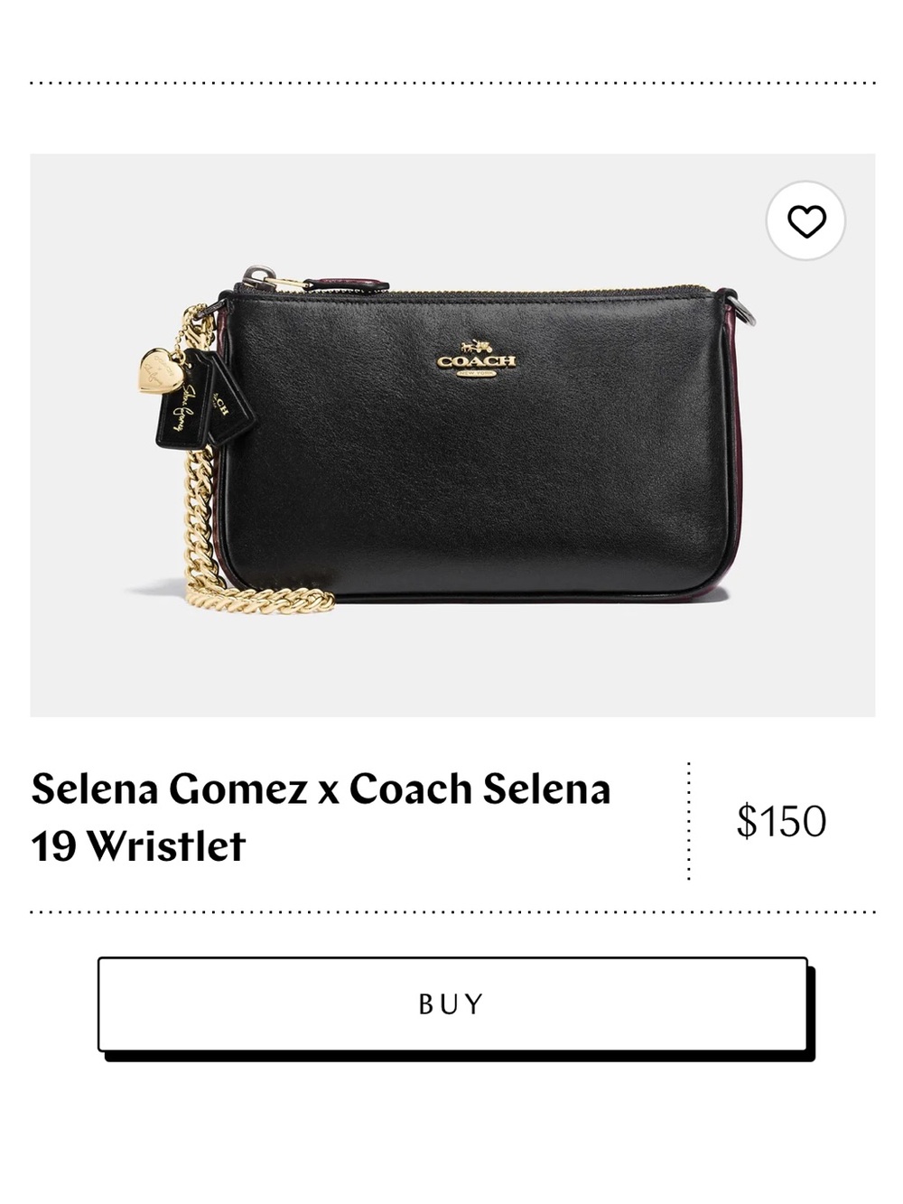 Coach Nolita 19 Black and Burgundy Leather Wristlet with Gold Chain